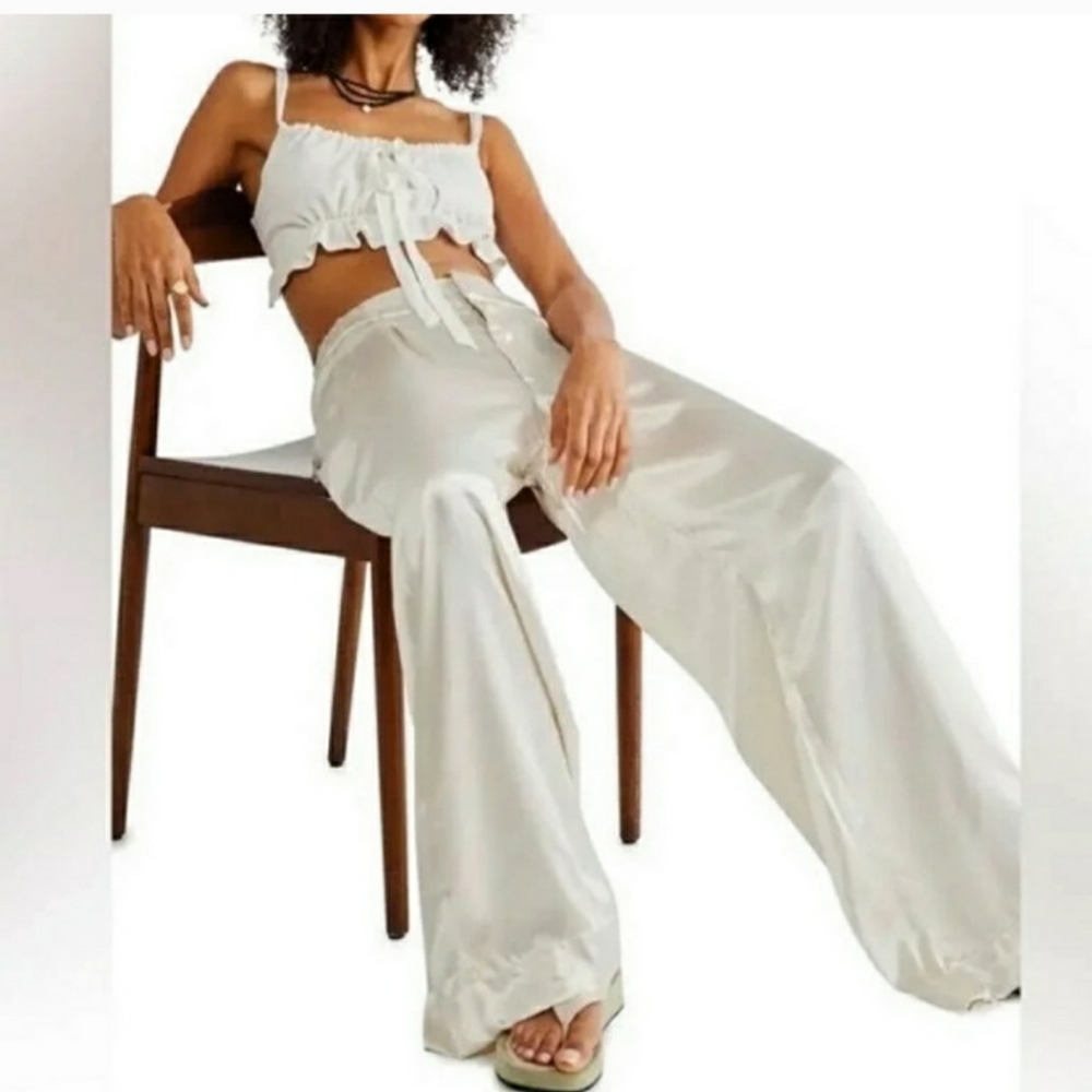 Free People Good Days Satin Trousers -Small - Picture 2 of 10